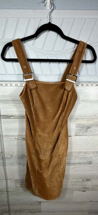 No Boundaries Dresses & Skirts - No Boundaries Brown Corduroy Buckle Strap Mini Overall Dress Size S 3-5